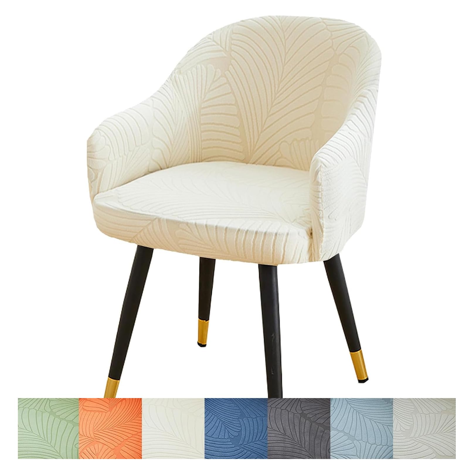 Coprisedia con schienale curvo, con braccioli, elasticizzati, per sedia da ufficio e scrivania, con fondo elastico (beige, set di 6)