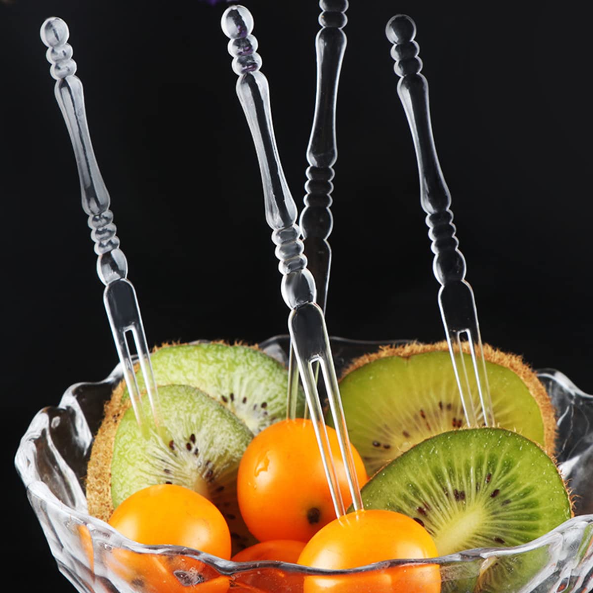 Ouliget Disposable Clear Plastic Fruit Forks,Mini Cake Forks,Tasting Appetizer Forks, Dessert Forks Party Supplies,4 Inches,80 Pieces. — Amazon image 6
