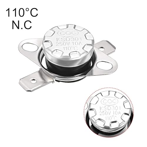 Miniatura 26 de uxcell KSD301 Termostato 221.0 °F/221 ° F 10 A Normalmente Cerrado N.C Ajuste Snap Disc Interruptor de temperatura para microondas, horno, cafeteras