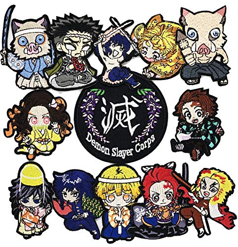 OYSTERBOY Demon Slayer Kimetsu No Yaiba Blade of Demon Destruction Characters Good Quality Threads Embroidered Iron On/ Sew on Patches (13Pcs Characters)