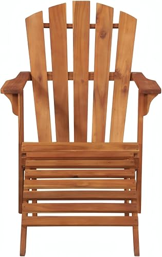 Miniatura 2 de Penau Adirondack Outdoor Chair, Foldable Solid Acacia Wood Patio Chair, Oiled Finish Ergonomic Tilted Back with Wide Arms, Standard Brown, 52.2 x