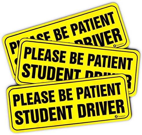 Zone Tech "Please Be Patient Student Driver Vehicle Bumper Magnet – 3-Pack Premium Quality Neon “Please Be Patient Student Driver Safety Sign Bumper Magnet