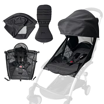 Baby Stroller Accessories 6+ Clothe Replacement Kit Compatible with Babyzen YOYO2 Strollers - Waterproof Fabric - Stroller Canopy, Seat Cushion & Seat Base Cool Summer Set