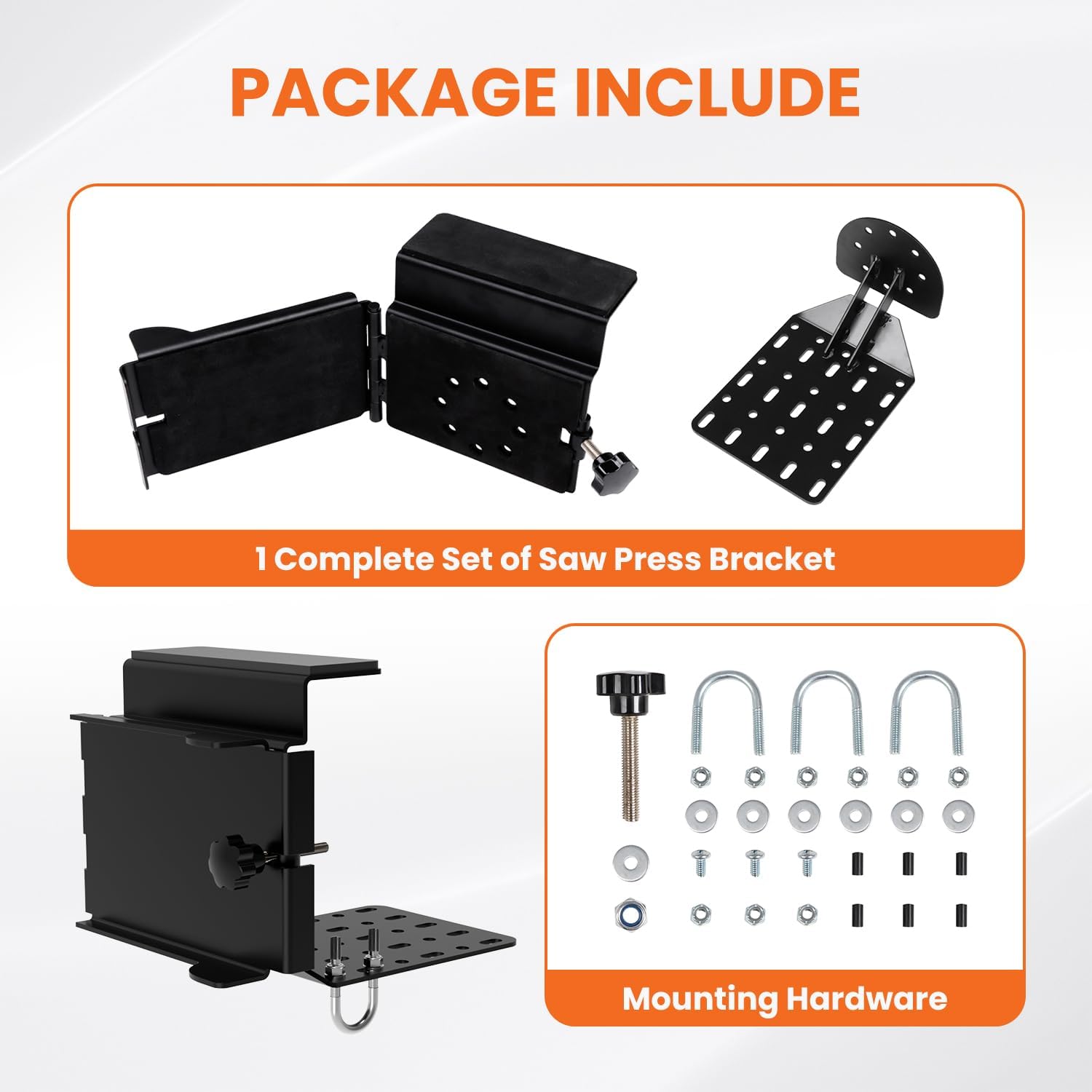 Universal ATV Chainsaw Mount Adjustable Saw Press Carrier Heavy Duty Chainsaw Holder Rack Fit for ATVs UTVs Tractors Trucks with Tubular Racks
