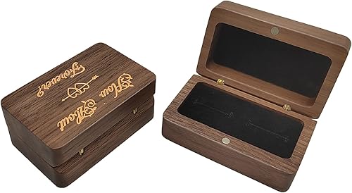 Miniatura 2 de Caja de madera doble de nogal para anillos de terciopelo suave, organizador de pecho de joyería, aretes, caja de presentación de madera para
