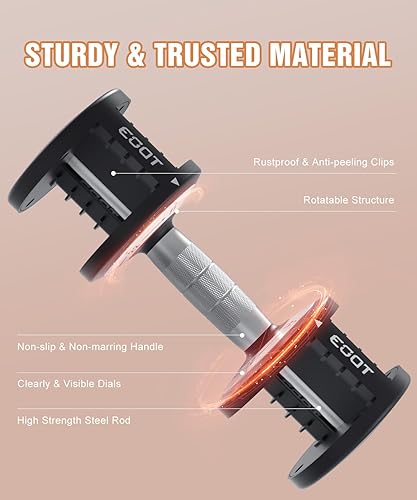 Miniatura 5 de Juego de 2 mancuernas ajustables, 12.5 libras22.5 libras, juego de mancuernas ajustables 5 en 1 con mango antideslizante y placas de peso de color