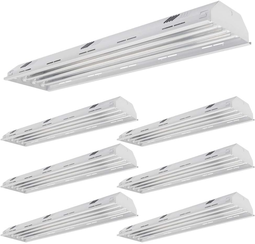 Topstar 4 Bulb/Lamp LED High Bay Light, Heavy Duty Commercial Shop Light, 277V LED Bulbs Included, 11,200 Lumens, Replace 200W Metal Halide Fixtures, UL Listed, 6 Pack
