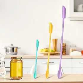 Conjunto de 3 espátulas de silicone para garrafa de alimentos com manteiga de mel, pequenos raspadores de maquiagem para frasco de cosméticos, multicolorido