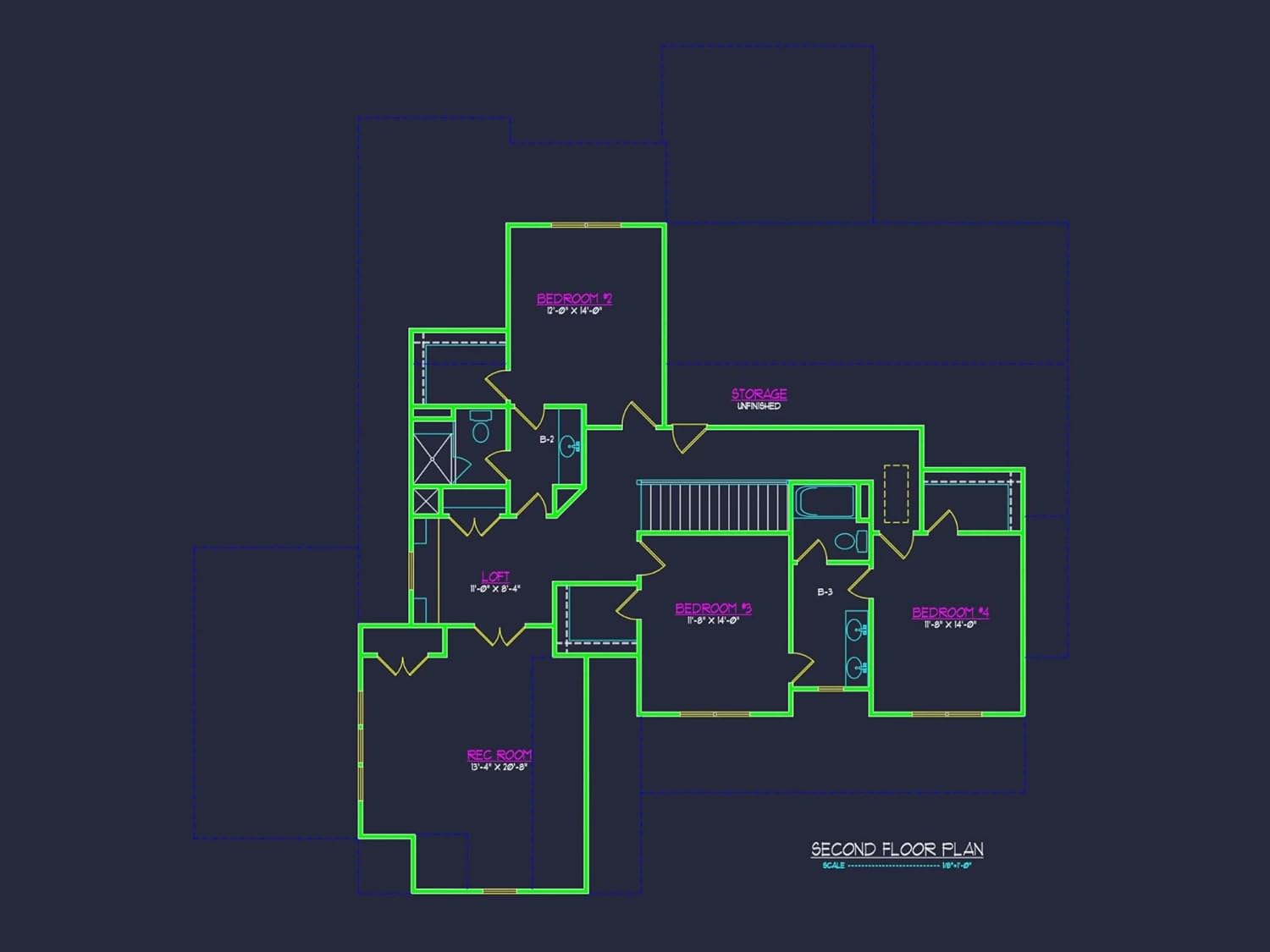 20-1308 HOUSE PLAN - Spacious House Floor Plan with CAD Layout, Architecture Designs