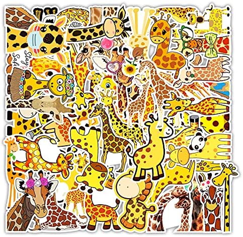 50 Pieces Cartoon Giraffe Stickers Vinyl Giraffe Decals Cute Giraffe Laptop Stickers Waterproof Decorative Stickers for Computer, Luggage, Guitar, Bottle, Refrigerator (Giraffe)