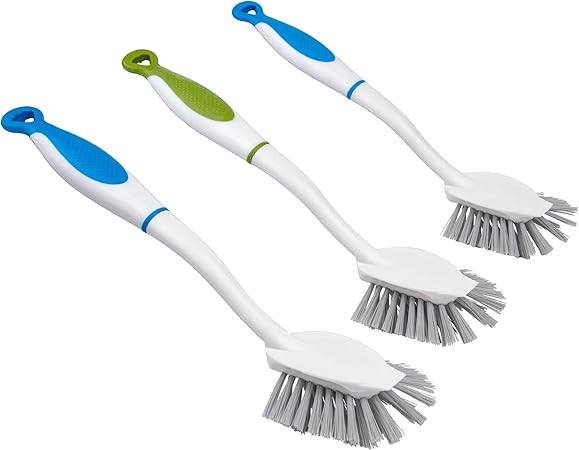 MR.SIGA Spülbürsten Bürste mit langem Griff Eingebauter Schaber, Reinigungsbürste für Pfannen ...