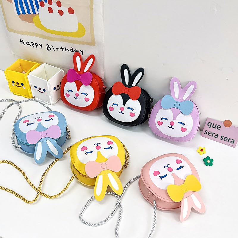 Image of SYGA Children Rabbit & Bow Sling Messenger Bag Coin Bag Cartoon Backpack PU Leather Kitten Handbag for Toddlers Kids