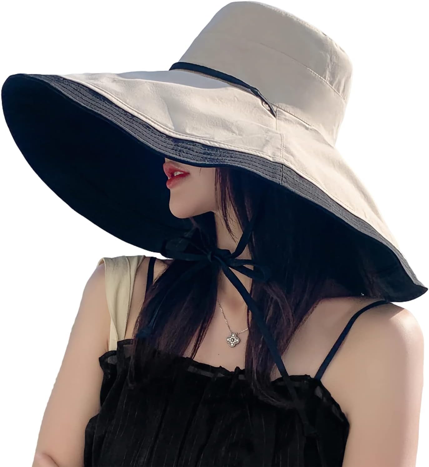 Women Wide Brim Summer Sun Hat Wired Edge Beach Bucket Fishing Hats Reversible Foldable Travel UV Protection