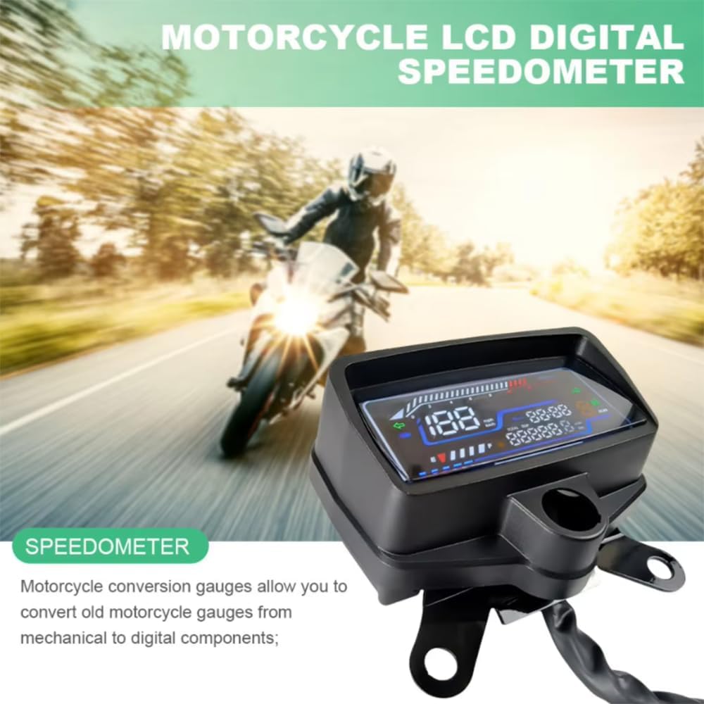 Digital Gauge Instrument with Clock Motorcycle Instrument LCD Display Motorcycle Speedometer USB Charging for CG125 CG150 Parts