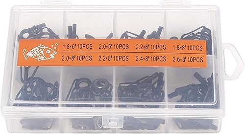 Miniatura 3 de Kit de reparación de puntas de caña de pescar, 80 piezas, acero inoxidable, anillo de cerámica, guía de guía de caña, punta de repuesto para pesca