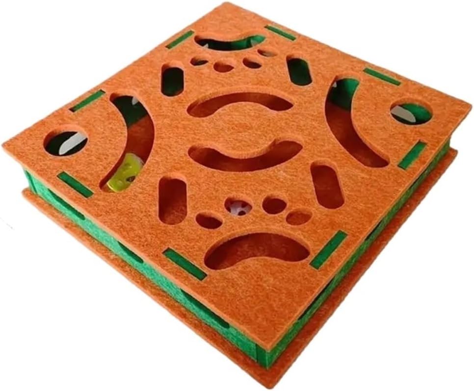 Interactive Cat Nail File Box with Bell Ball - Claw Grinder & Scratch Puzzle for Kittens and Small to Medium Dogs(Green)