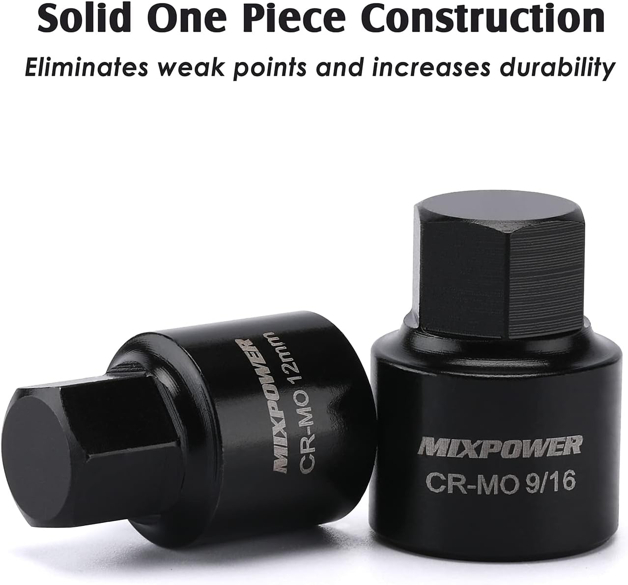 MIXPOWER 3/8-Inch Drive Low Profile Impact Hex Driver Set, 16-Piece, SAE/Metric, Hex, 1/4 Inch - 3/4 Inch, 6mm - 19mm, Cr-Mo Steel, One- Piece Construction