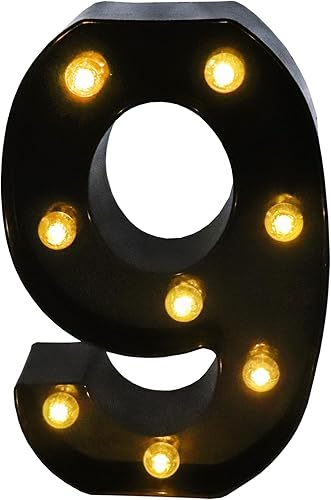 AUSAYE Luces LED negras con números de marquesina, letrero de luces de número de marquesina, luz nocturna para boda, fiesta de cumpleaños, lámpara