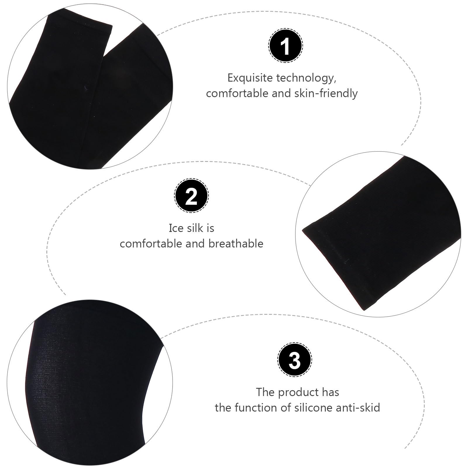 GANAZONO Lot de 2 Protège-Jambes Anti-Uv en Tissu Glace Manchons de Cyclisme Élastiques Noir