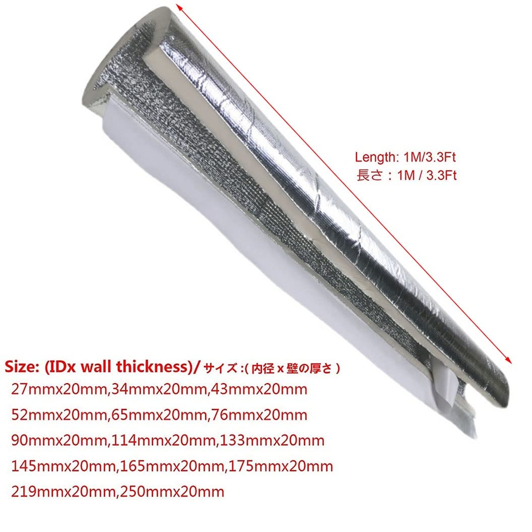 Aislamiento de tuberías 1 m Longitud, Espuma Aislante del Tubo de Semisplit 27~250 mm, Tubo de Aislamiento térmico de Papel de Aluminio Autoadhesivo, 1 Piezas (Size : Inner Diameter:219mm)