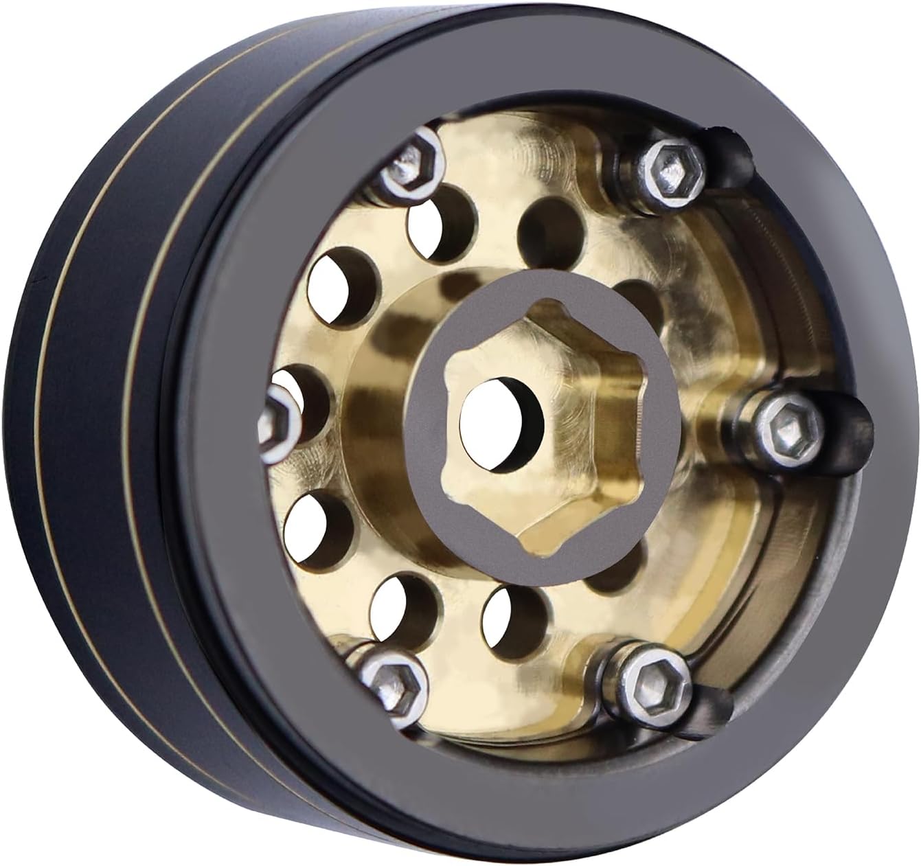 4PCS Black Coated Brass 1.0 Inch Wheel Rims 39g -2.65mm for 1/24 1/18 RC Crawler Cars Axial SCX24 AX24 TRX4M FCX24 Upgrade Parts (Grey)