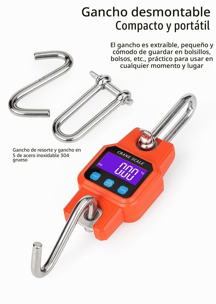 Escala colgante, Báscula electrónica portátil con gancho, báscula colgante, báscula de elevación mini con carga Bluetooth for uso doméstico Pantalla de alta definición(Black with BT)