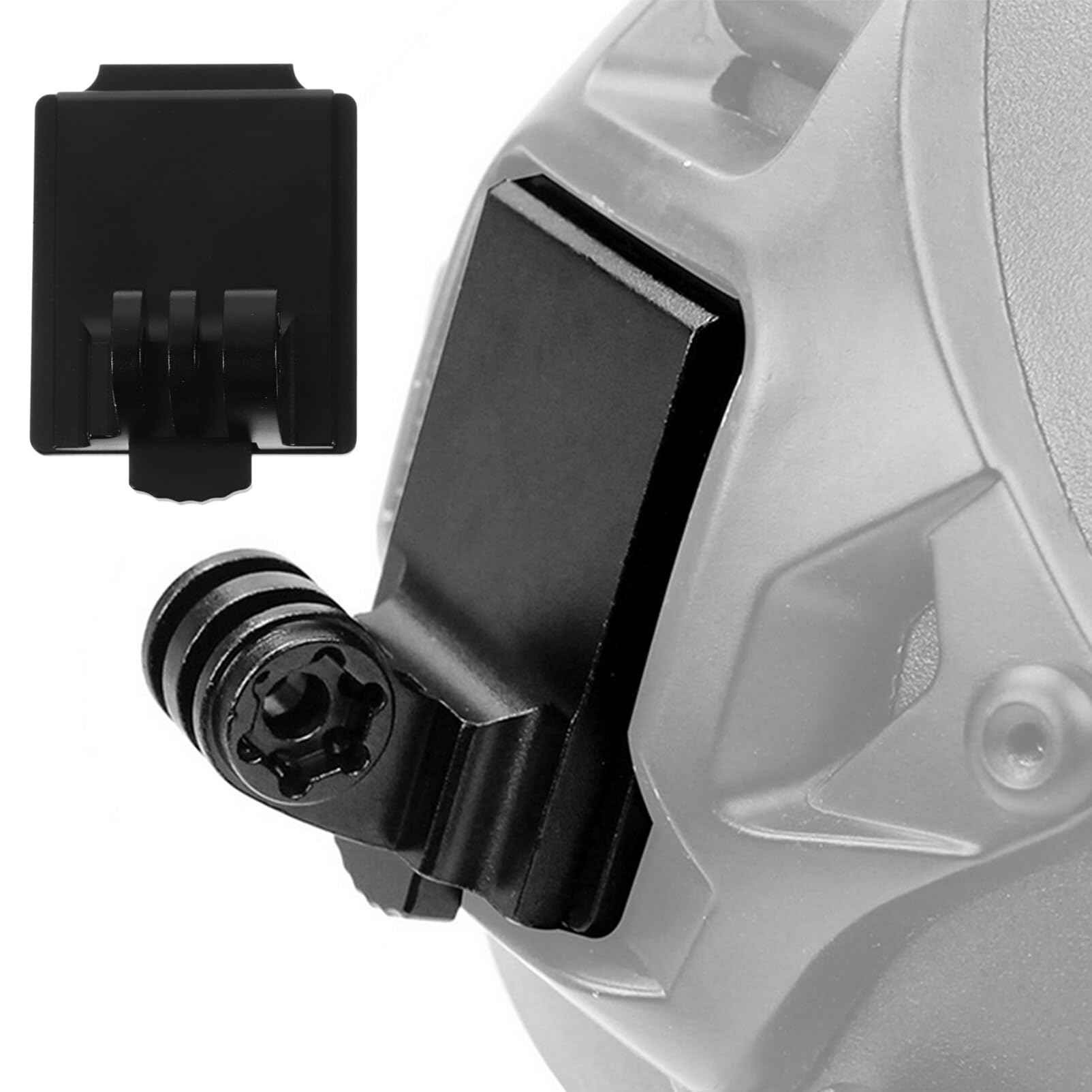 Helmhalterung für Action Kamera mit Schnellverschluss, Schwarz | Aluminiumlegierung und Pvc, für Helme im Outdoor Sport, Leicht und Tragbar, Einfache Montage