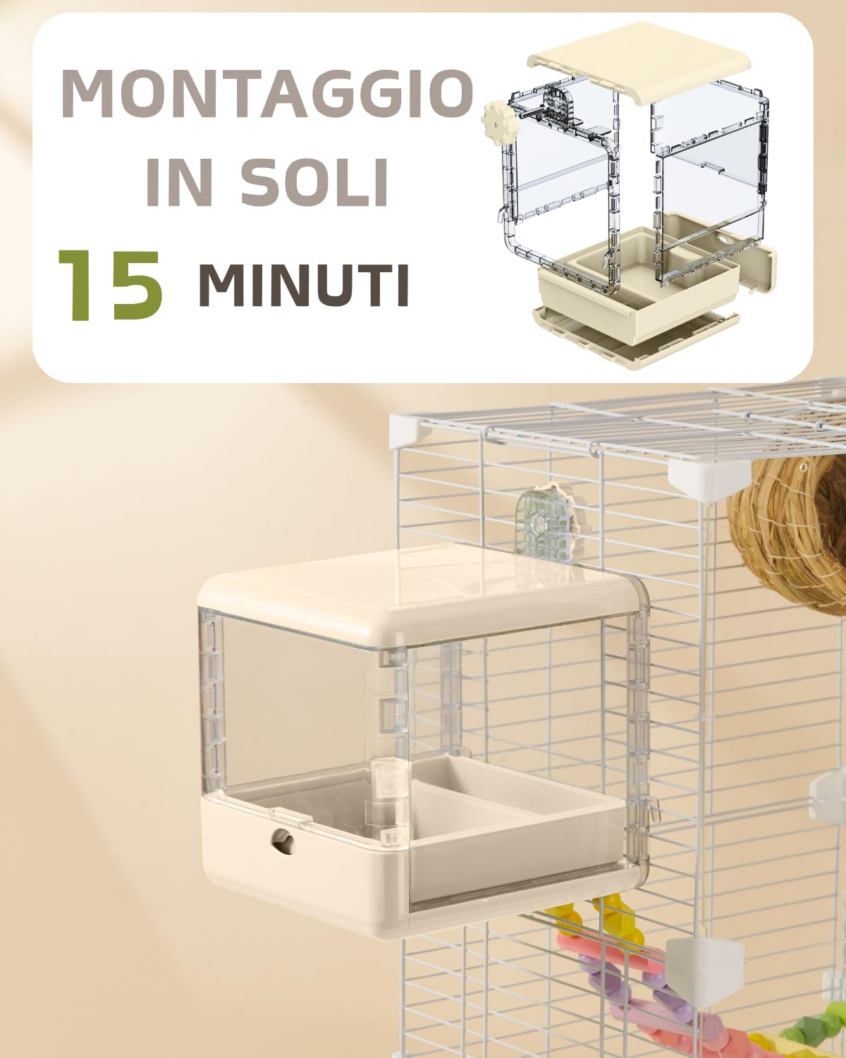 Bagno per uccelli per gabbia, ciotola per uccelli sospesa, accessori per gabbia per uccelli adatti a uccelli di piccole e medie dimensioni, pappagalli, inseparabili, fringuelli, parrocchetti (Bianco)