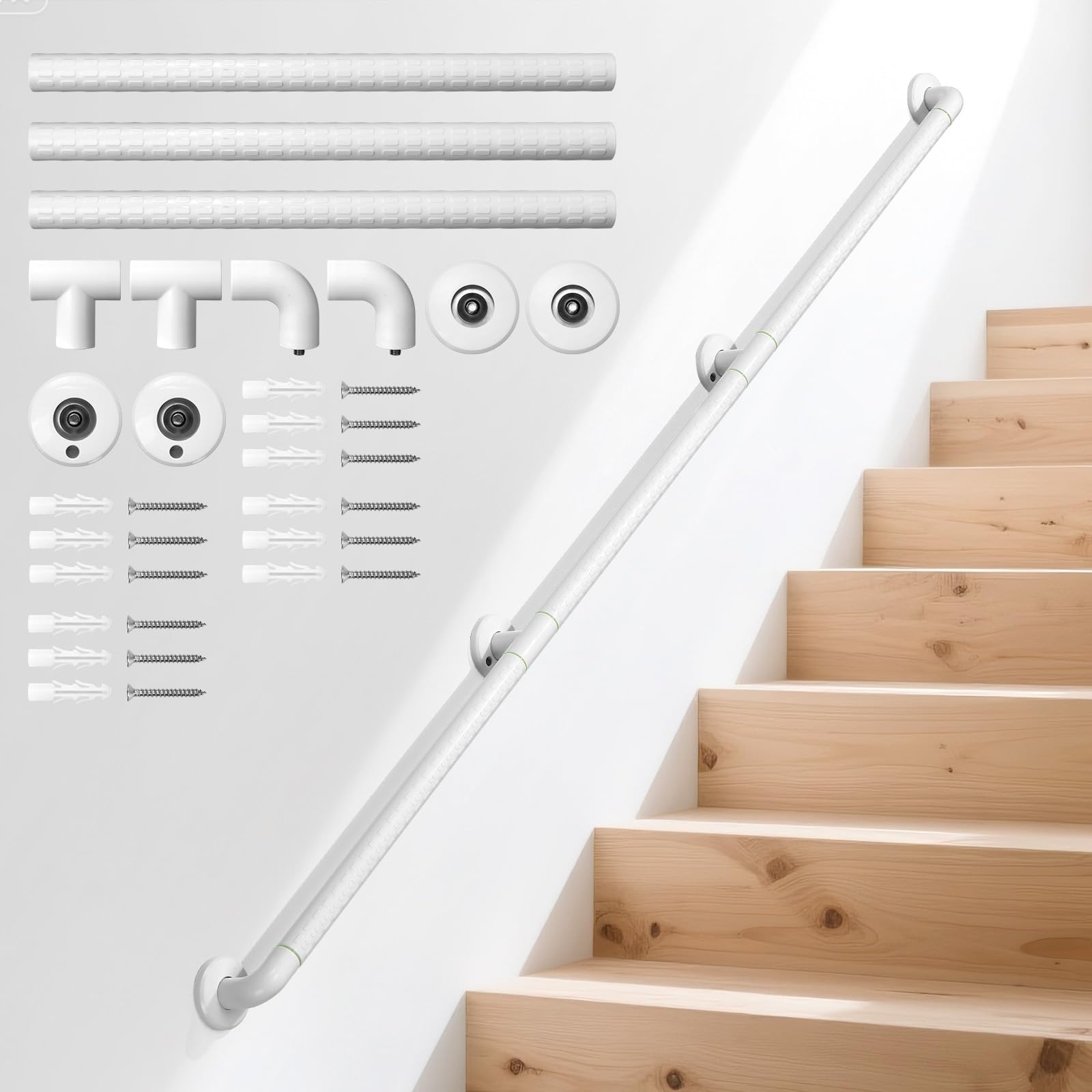 KiloSton 1.9M Anti-Slip Stair Rail, ABS & 304 Stainless Steel, Safe & Comfortable Stair Support for Elderly Kids & Disabled