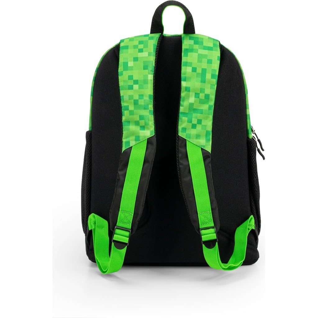 Set Scuola 2 Pezzi Per Minecraft Fan Zaino Scuola Elementare Bambino + Astuccio 3 Scomparti Completo (45 Accessori) - School Pack