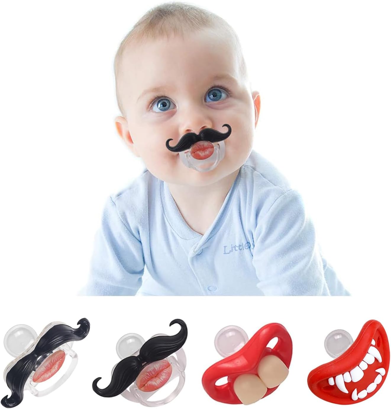 Mustache Newborn Pcifiers for 0-6 Months,Funny Pacifiers for Babies, Mustache Pacifier,Teeth Binky,Gift Pacifiers for Boys and Girls (Colors-05)
