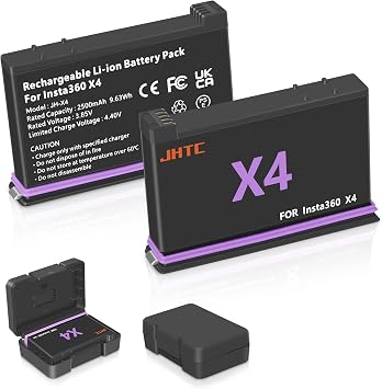 360 X4 Battery Compatible with X4, 2 Pack 2500mAh Replaceme X4 Batteries with Battery Storage Case