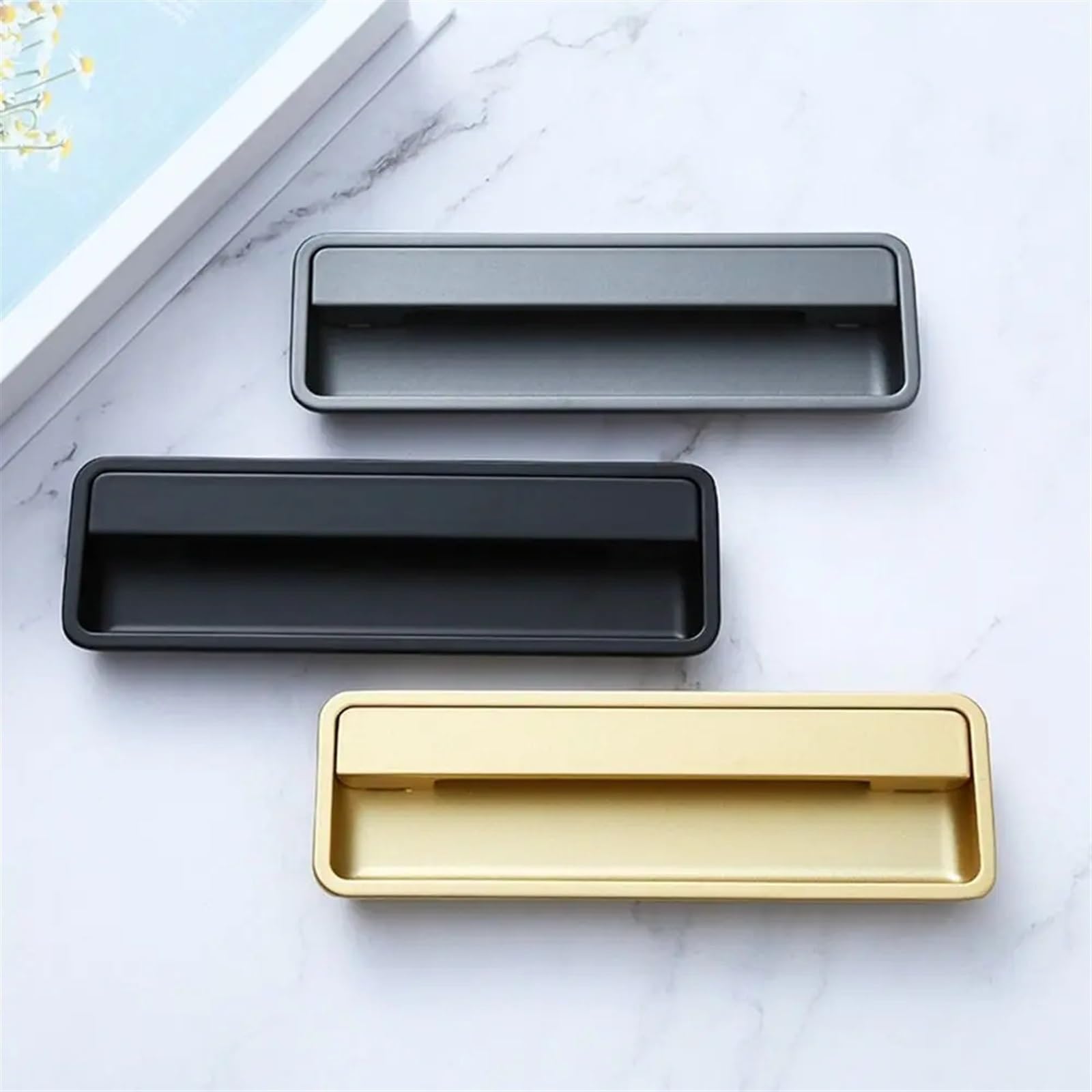 Aluminiowa klamka do drzwi wpuszczanych, przesuwnych, niewidocznych(Black)