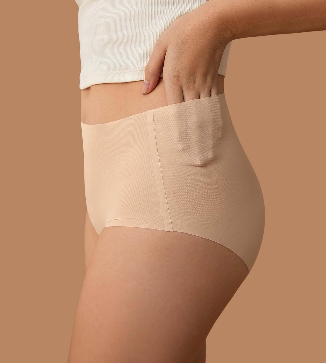 SHARICCA Seamless High Waisted Underwear for Women No Show Full Coverage Panties Nuage Microfiber Briefs Pack - Image 4