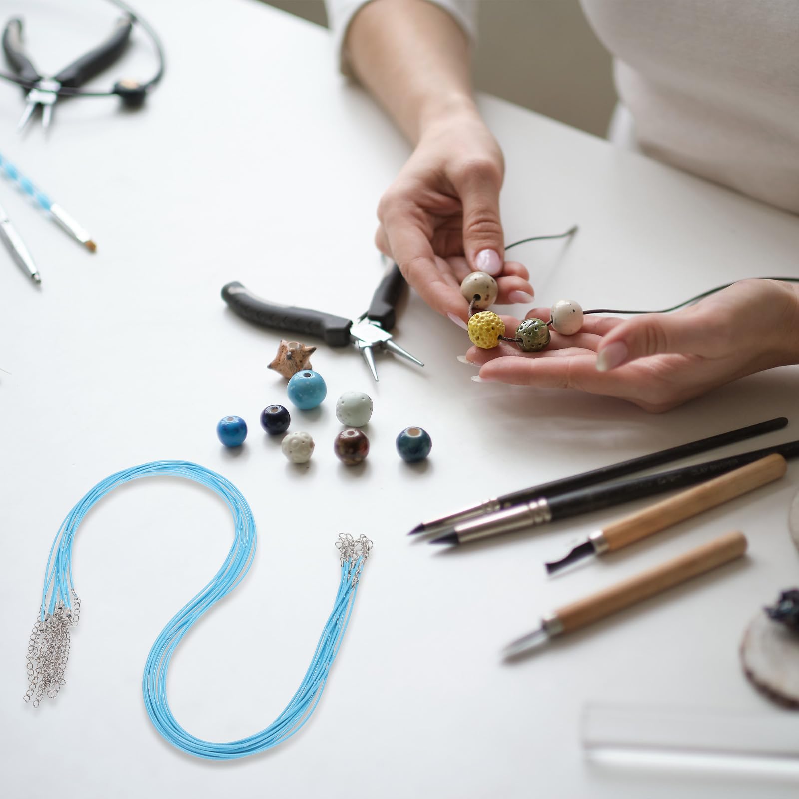 PATIKIL 24" Cordon De Collier, 20 Pièces Fil De Bracelet Ciré 2mm