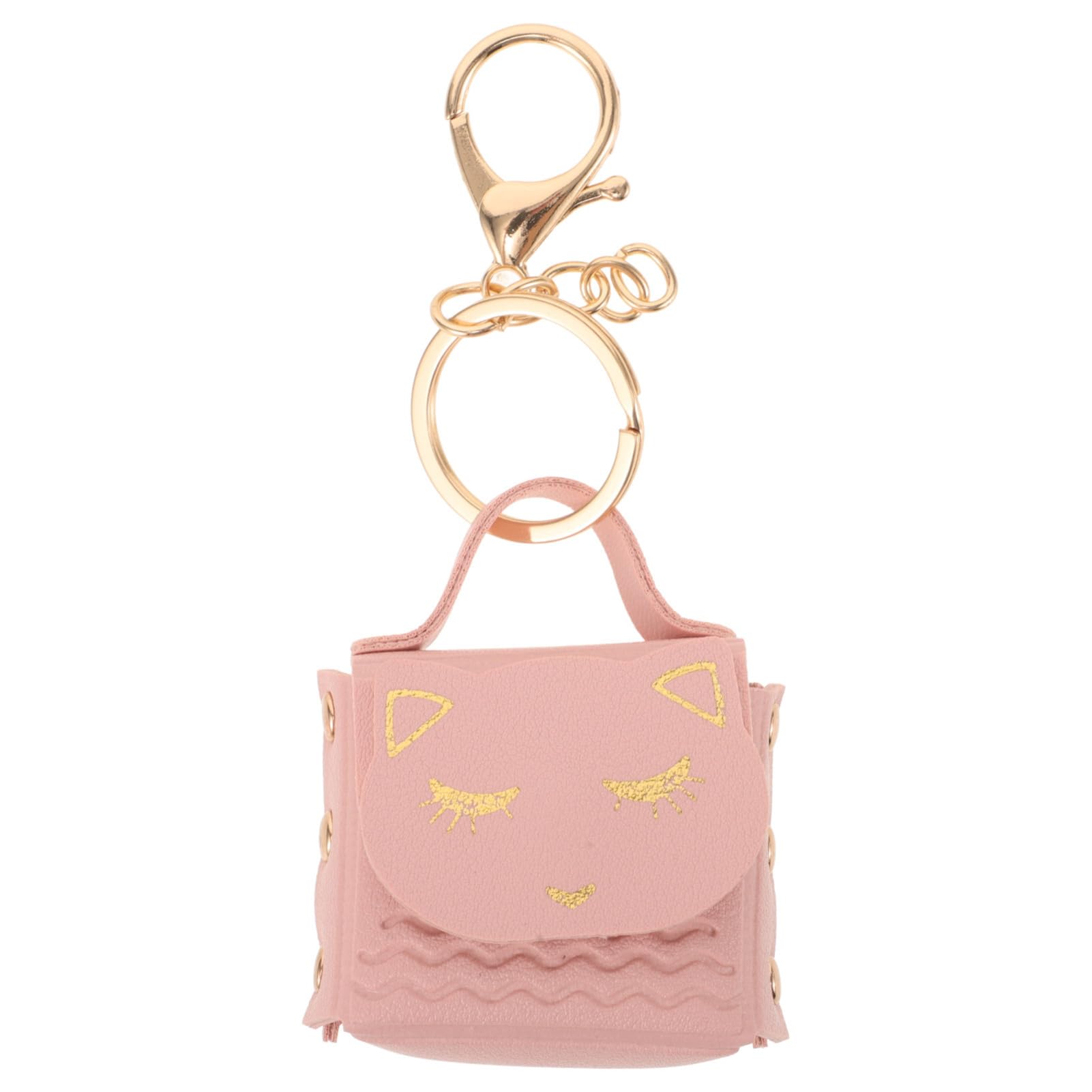 Cat Mini Coin Purse Keychain with Zipper Cute Pink Cartoon Cat Wallet Small Portable Coin Pouch for Women and Teen Girls Backpack Pendant Charm