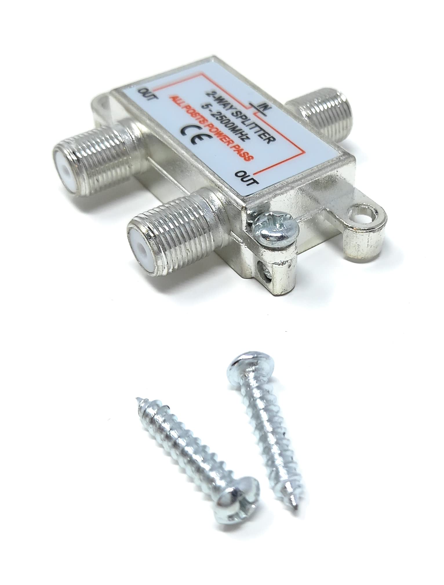 DRUT 2 Way TV Splitter F-Type Screw-on Connectors RF Coaxial Cable Adapter, Passive Wideband Signal, 5-2500Mhz (1 In 2 Out) - Image 3