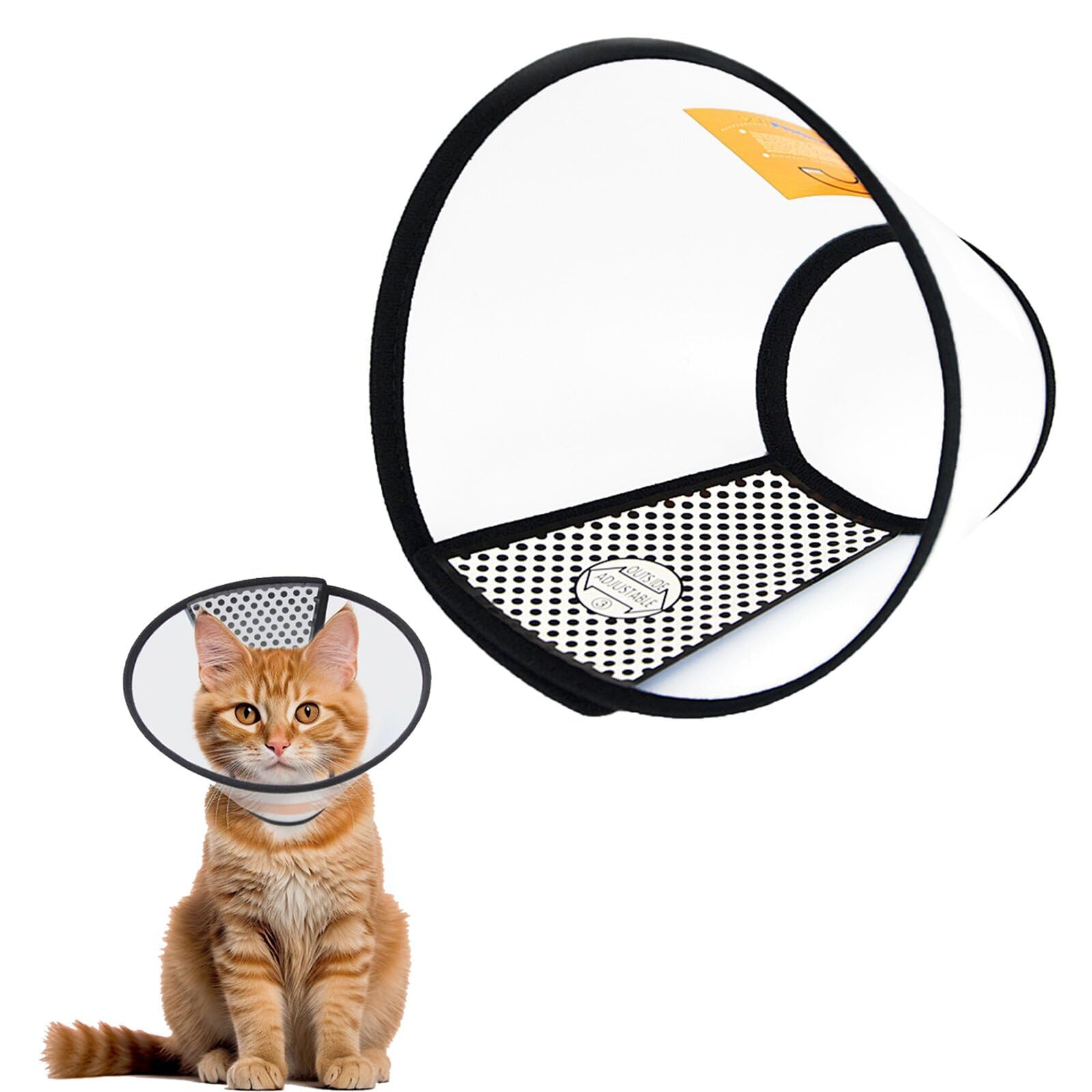 DAJING Cat Cone - Lightweight Plastic Elizabethan Collar for Cats Mini Dogs, and Rabbits, Transparent