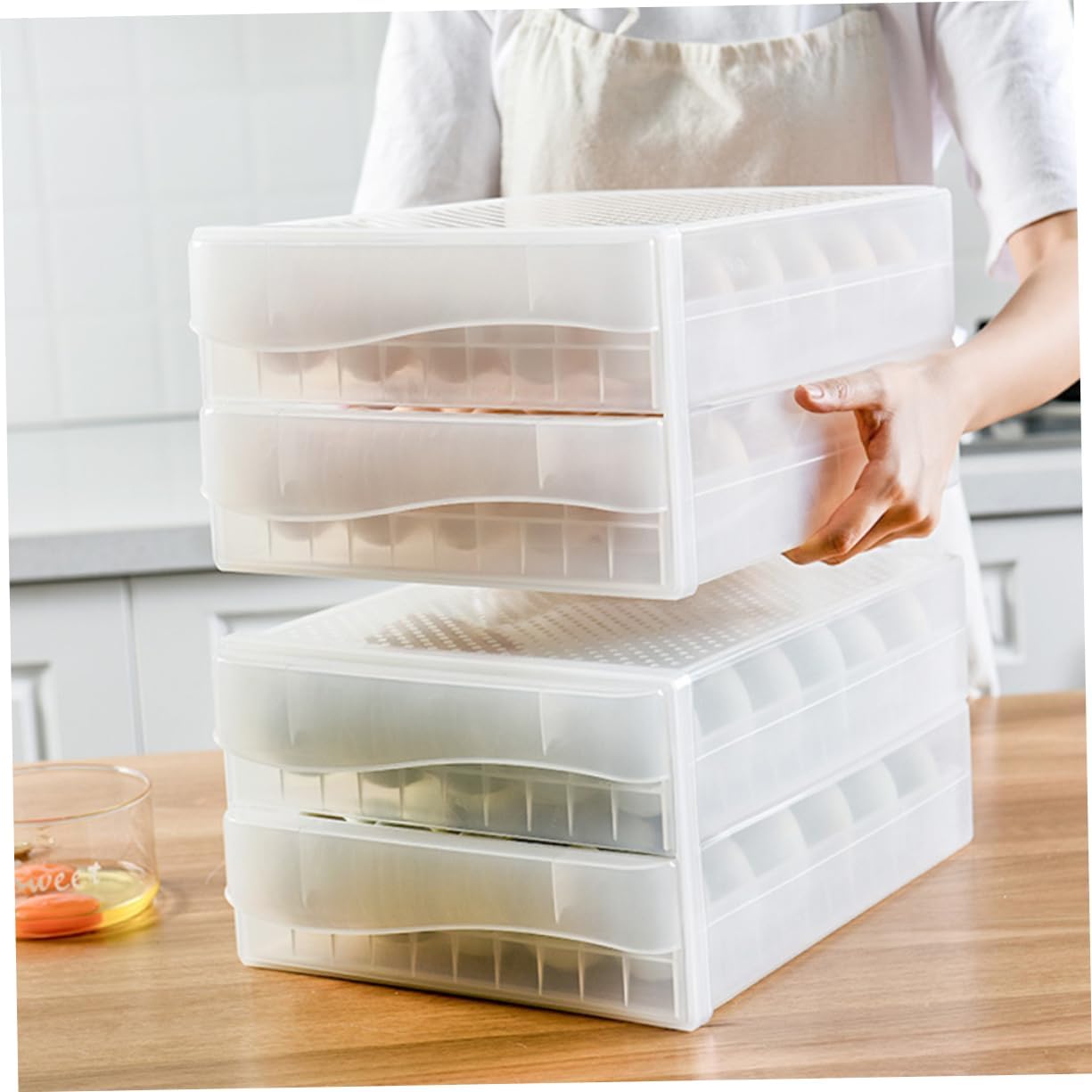 1pc Egg Storage Container Stackable Refrigerator Organizer Plastic Egg Box for Home Use for Safe and Fresh Storage Space-saving Design