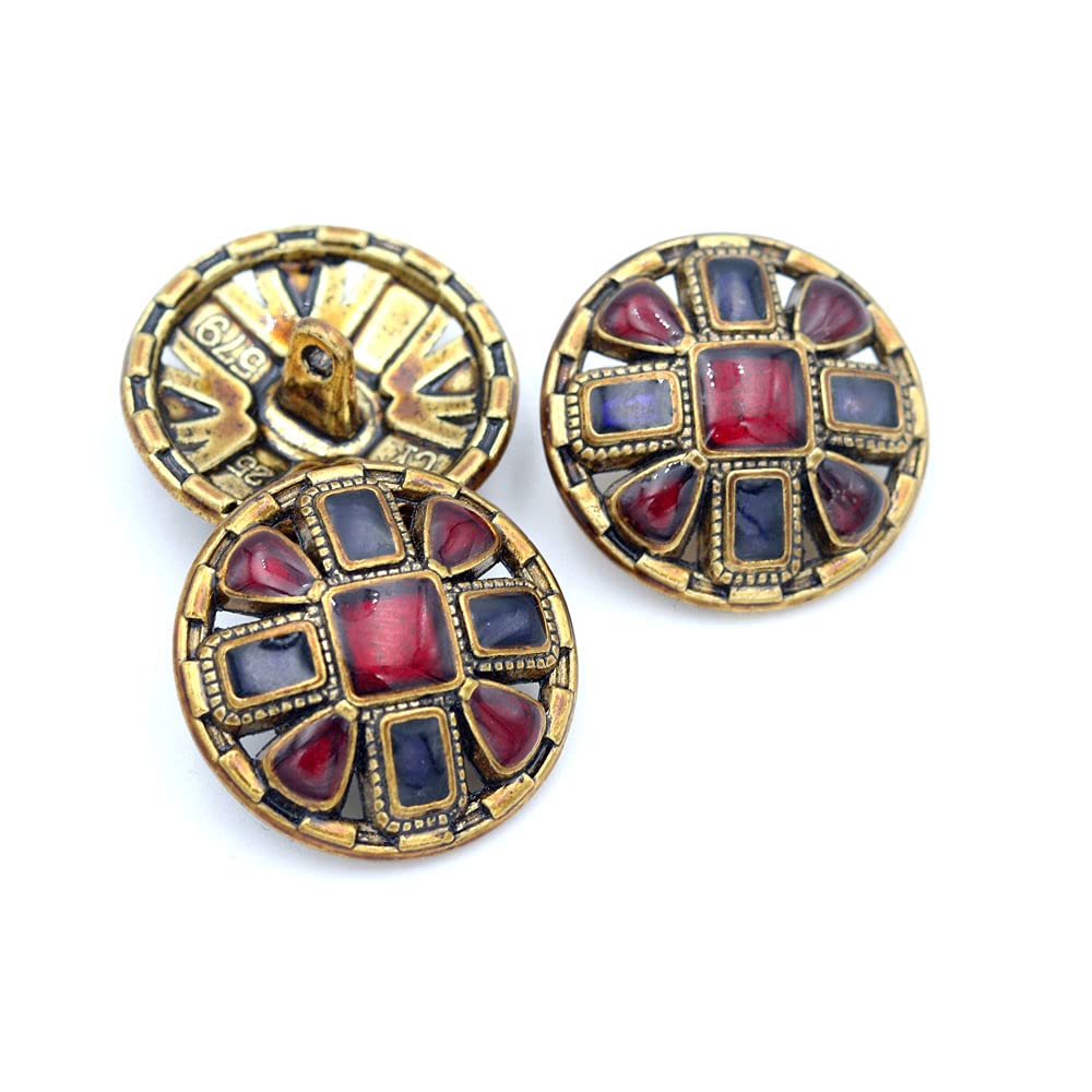 Metal Button Colored Button Sew on Clothes Decorative Buttons for Clothing 5pcs