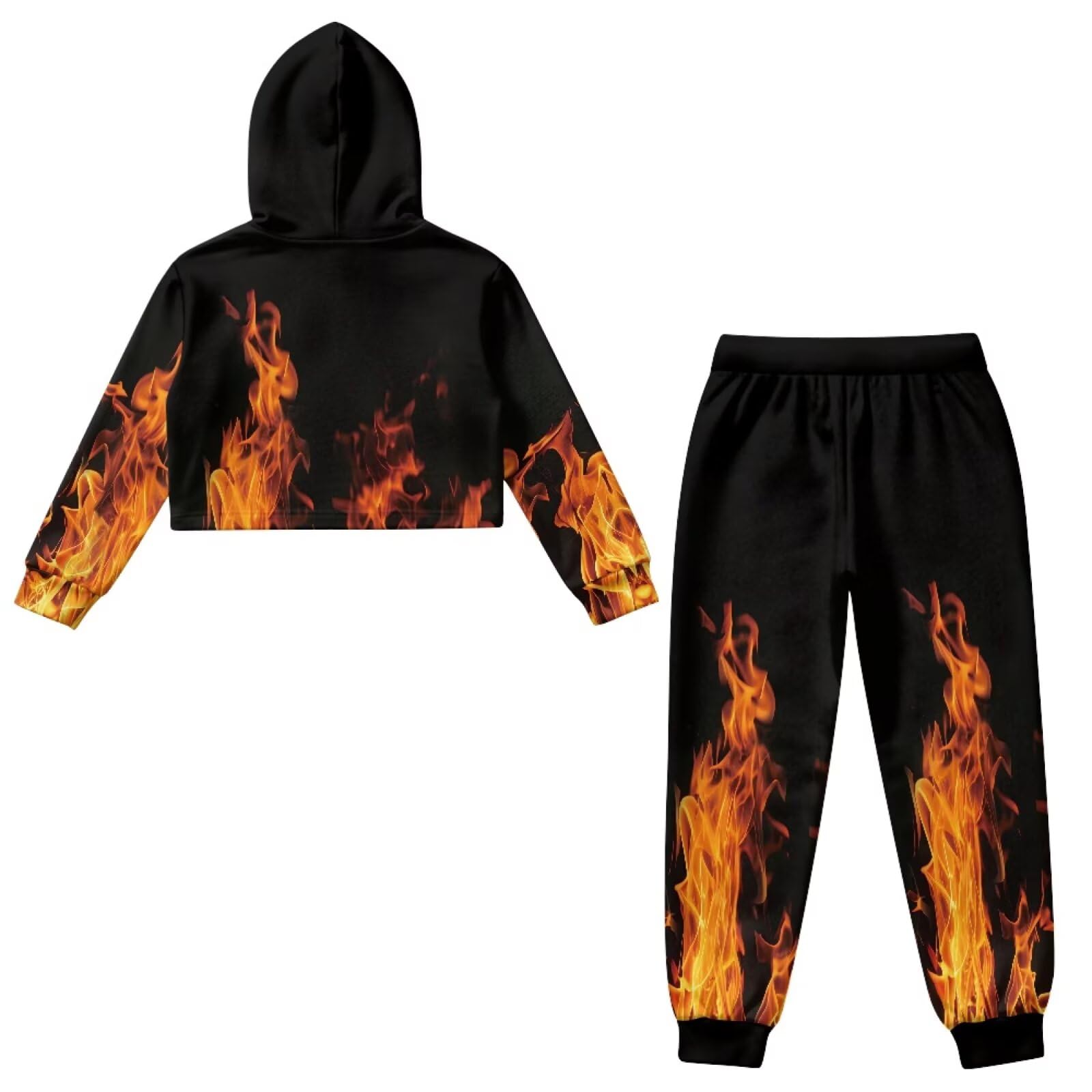 Sweatsuit für Mädchen im Alter von 4–13 Jahren, langärmelig, bauchfreies Oberteil, Kapuzen-Sweatshirt und Jogginghose für Kinder, Mädchen-Kleidungssets