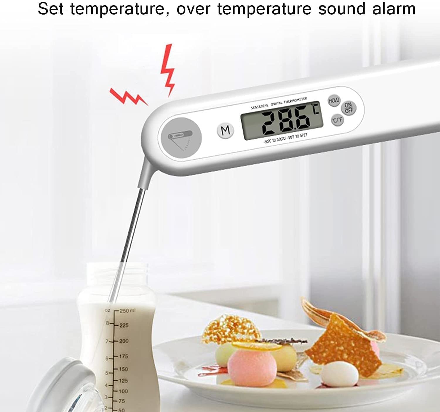 Termómetro para carne, termómetro para alimentos de lectura instantánea para cocinar, termómetro digital para alimentos con retroiluminación LCD para líquidos para barbacoa, horno de cocina (Color : A