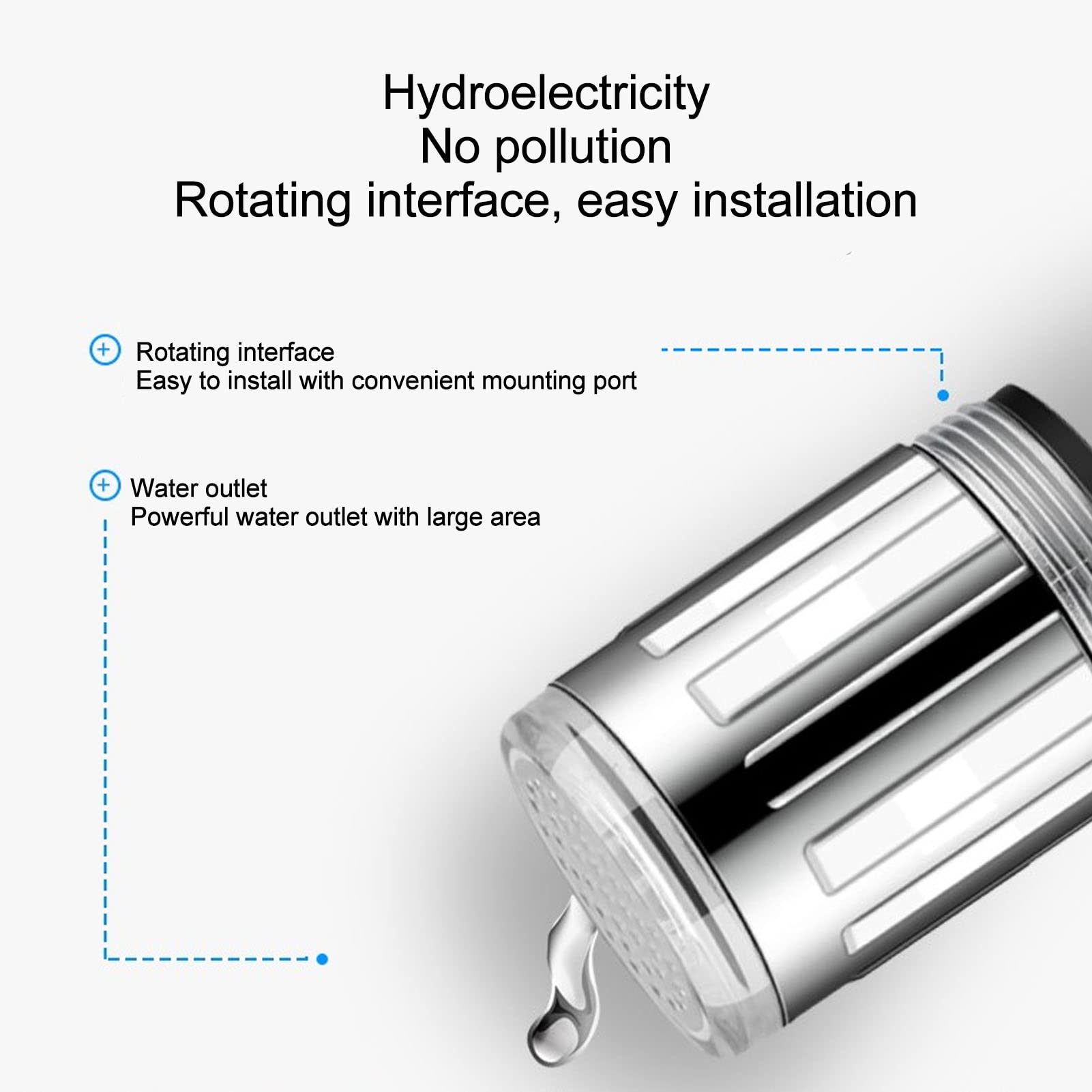 3 Color Temperature Sensitive Gradient LED Water Faucet Water Faucet Light Water Stream Color Changing Faucet Changing Faucet — view 2