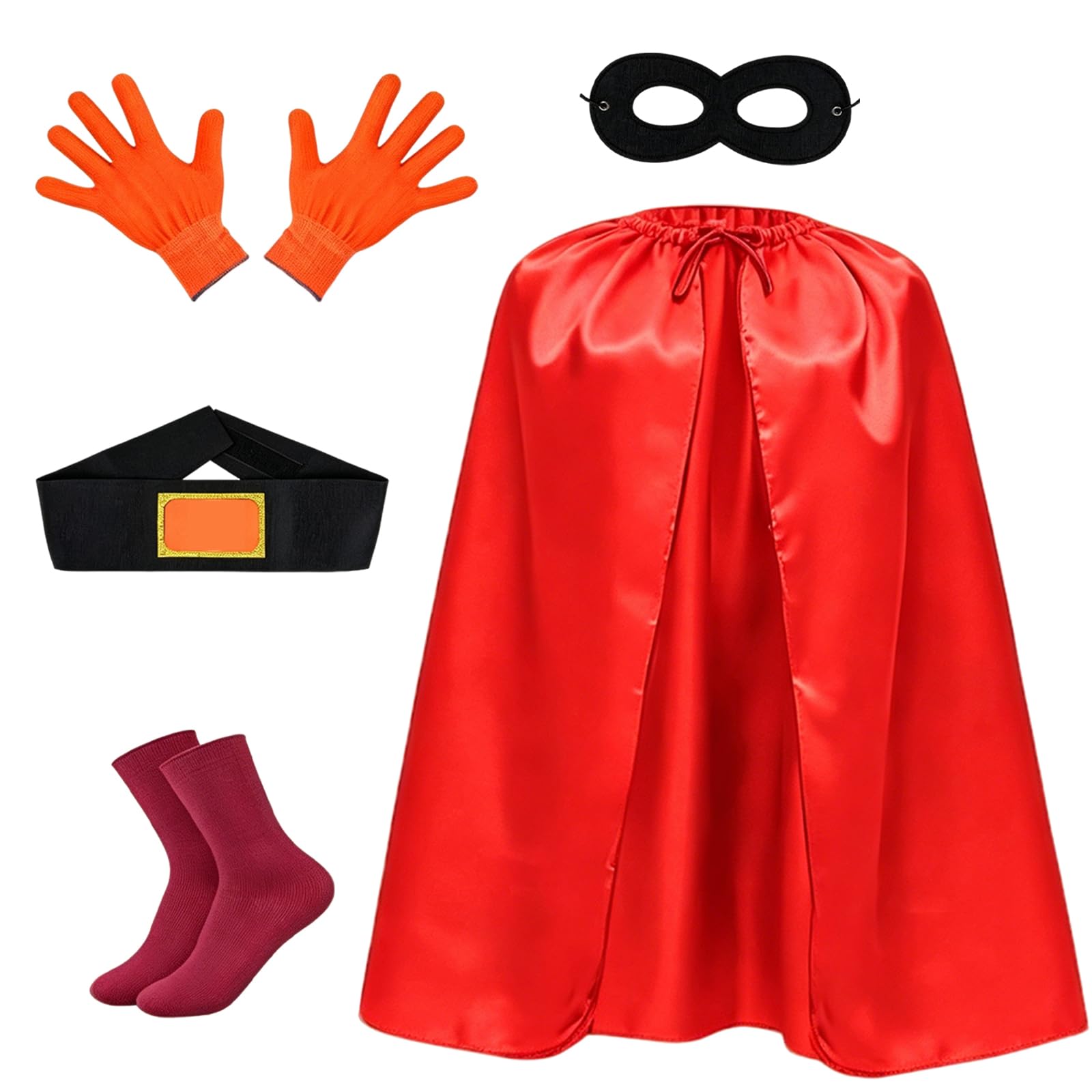 Atomvia 5 Piece Super-Hero Costume Set for Kids, Red Cape Dress Up