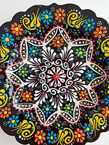 Ayennur Turkish Decorative Plates Set of 2-7.08" Multicolor Handmade Ceramic Ornament for Home&Office Wall Hanging Decors - Thumbnail 6