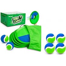 TEILLNET Toss and Catch Ball Set Bundle with Replacement Balls 4 Pack, Upgraded Outdoor Catch Game Set with Extra Balls, Sturdy Water-Resistant Beach Toys, Pool Yard Games, Classic Gift for Boys Girls