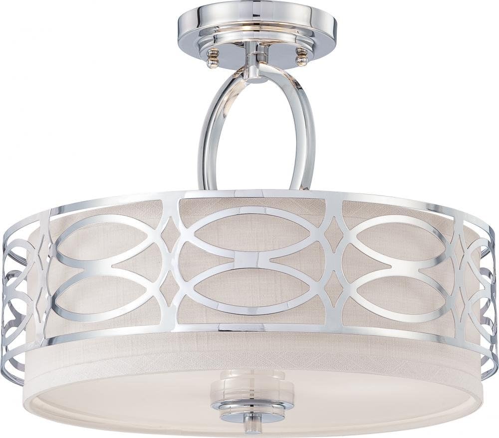 NUVO 60/4629 Three Light Semi Flush Mount, Polished Nickel