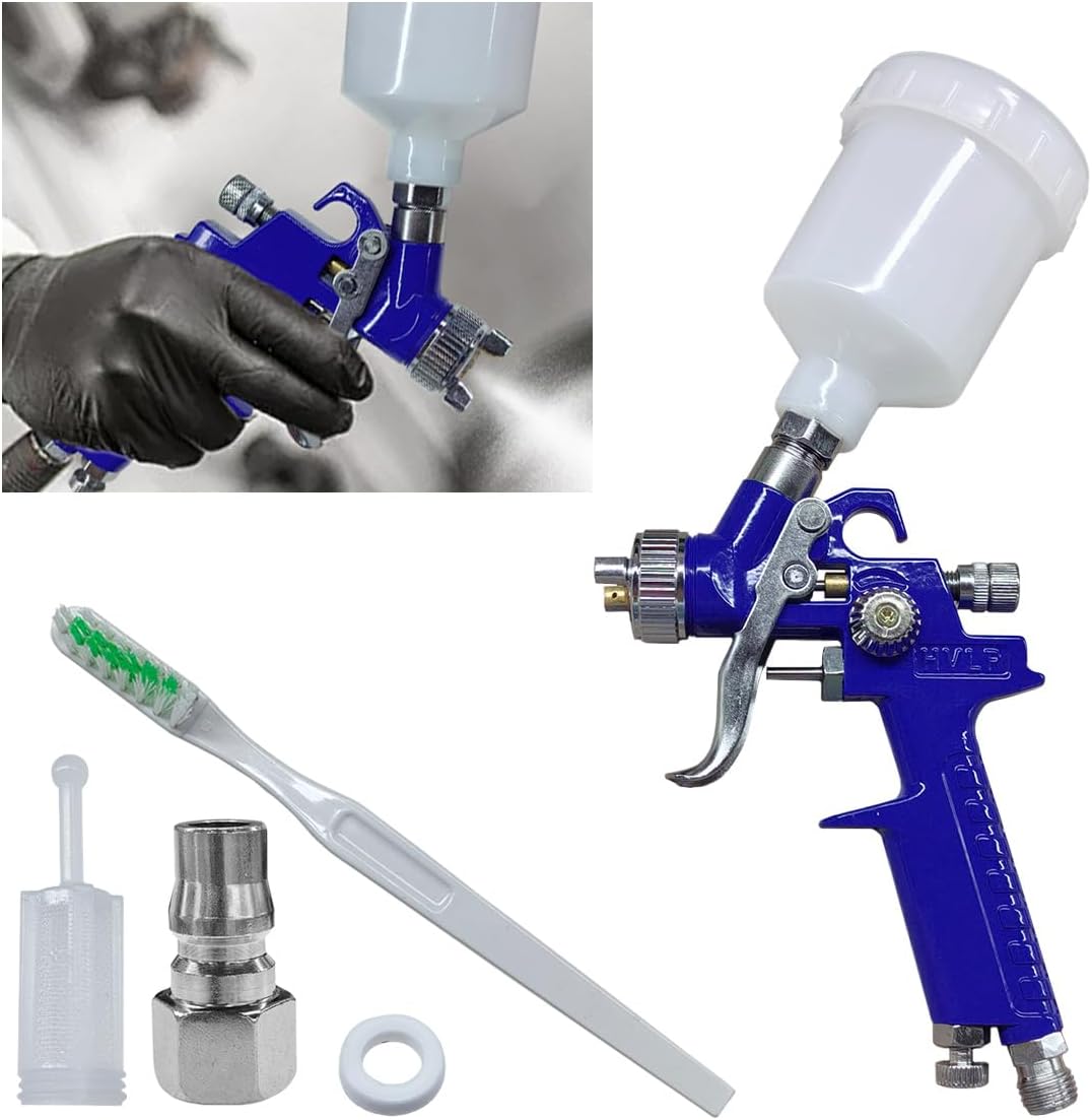 Mini HVLP Touch Up Spray Gun with 1 mm Nozzle, 125 cc Cup Gravity Feed Air Paint Sprayer Spot Repair, Spray Paint Gun for Car Furniture Painting, Auto Primer, Wall Painting (1.0)