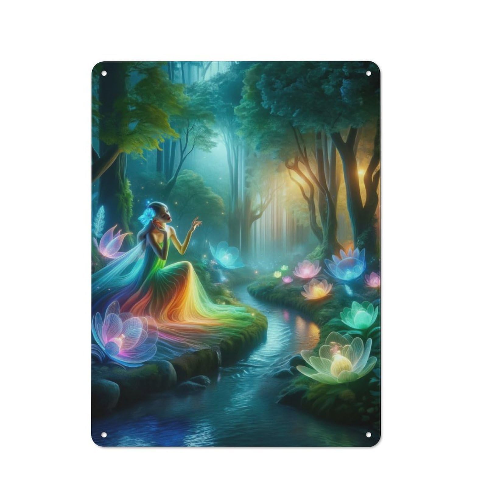 Junmoney Rainbow Forest Vintage Tin Sign 40X30cm With For Home Office Or Studio, For Home Office Decor Fans Refreshing A Room In Autumn