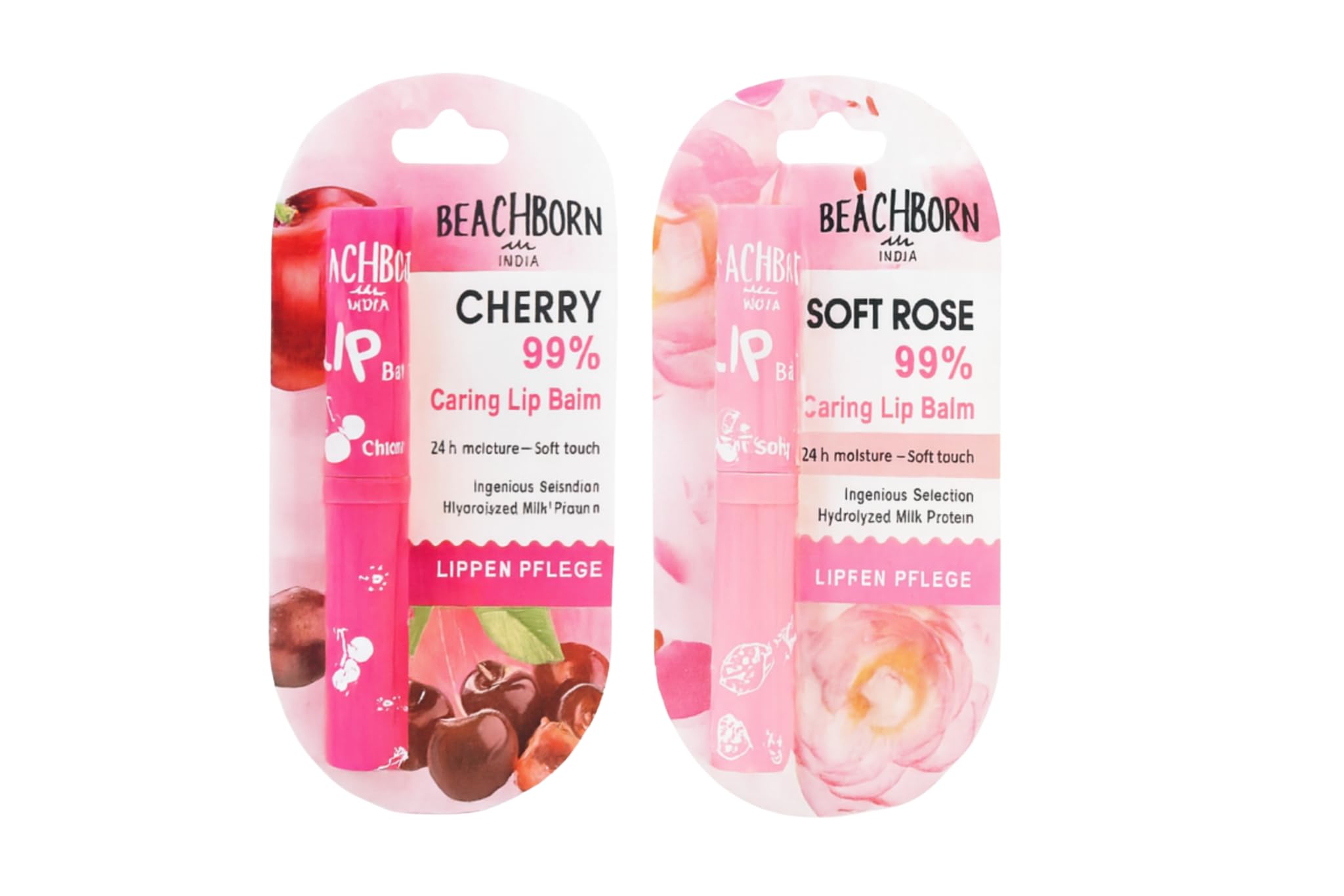 India 99% Caring Lip Balm Duo Pack, Cherry and Soft Rose Flavors, 24h Moisture Formula with Hydrolyzed Milk Protein, Natural Winter Care, 50g (Pack of 2)-image-26